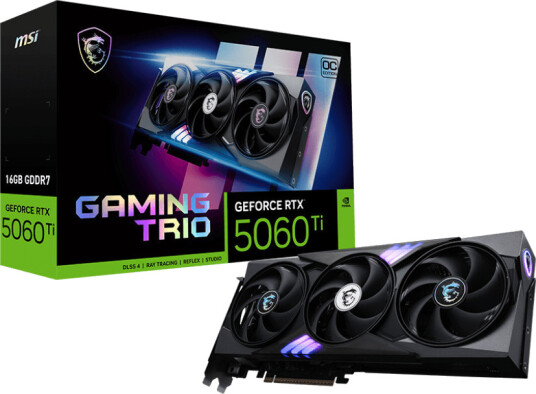 MSI RTX 5060 Ti GAMING TRIO OC 16GB GDDR7 Grafikkort med HDMI og 3x DisplayPort