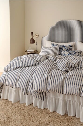Ellos Home Dynetrekksett Bedset Heaven Stripe i bomull 2 deler Blå
