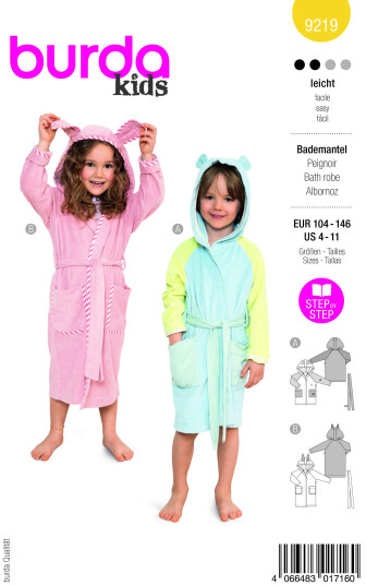 Burda 9219 - Badekåpe EUR: 104-146 US: 4-11 Burda 9219 - Badekåpe EUR: 104-146 US: 4-11