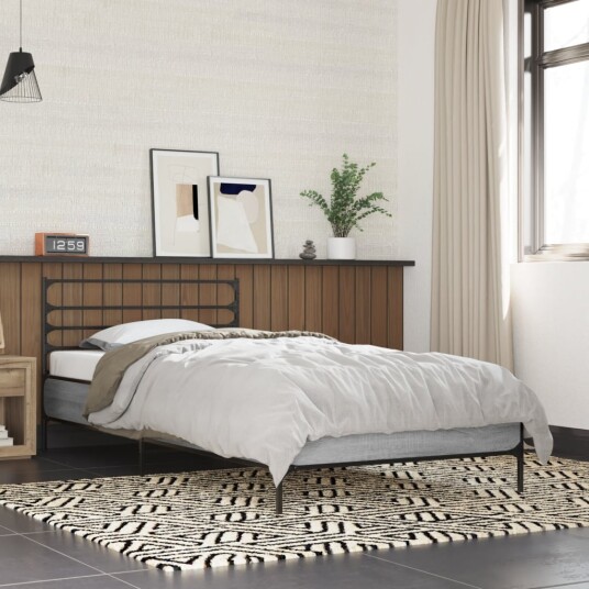  Sengeramme grå sonoma 100x200 cm konstruert tre og metall 8721102445682