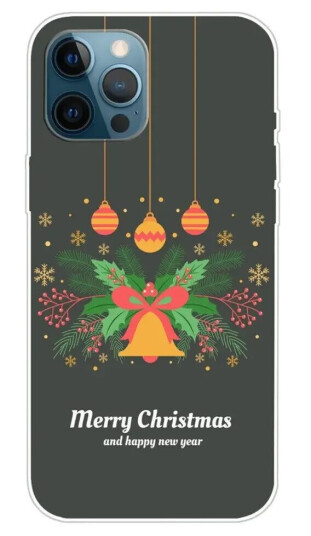 INCOVER iPhone 15 Pro Fleksibelt Plast Jul Deksel - Merry Christmas - Julekrans og Juleklokke