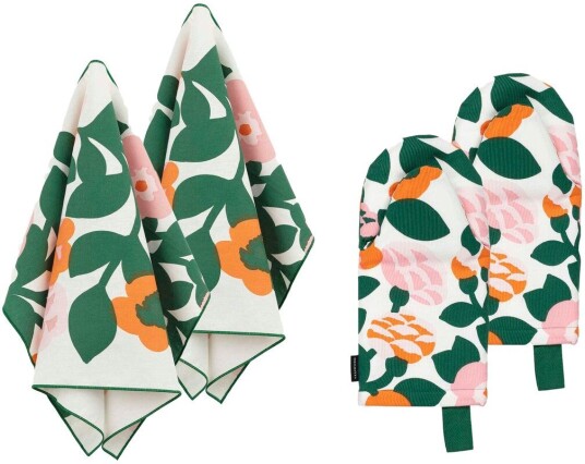 Marimekko Pieni green tekstilsett 4 deler Grønn oransje Marimekko Pieni green tekstilsett 4 deler Grønn oransje