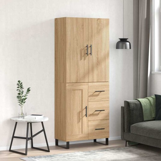  Highboard sonoma eik 69,5x34x180 cm konstruert tre