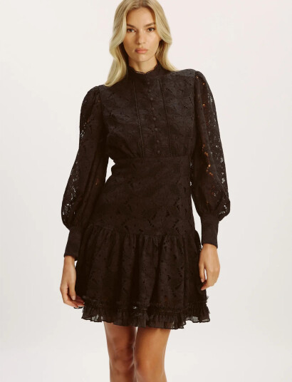 Bardot Olessia Lace Mini Dress Black 40 Bardot Olessia Lace Mini Dress Black 40