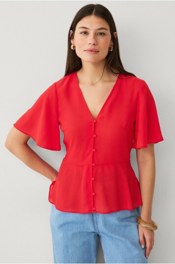 Ellos Collection Bluse med knapper Rød