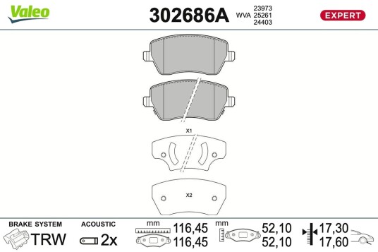 VALEO 302686A Bremseklosser