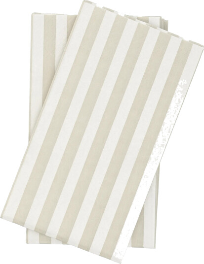 Scandi Essentials Bold Stripe papirserviett Hvit beige 15‑pakning 33x40 cm