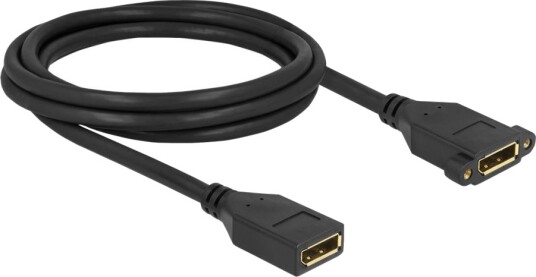 Delock Displayport Kabel Displayport W Til Displayport W Panelmonterbar Displayport 1.2 2.0M Støtter 4K 60 Hz 3840 X 2160 Svart 87101