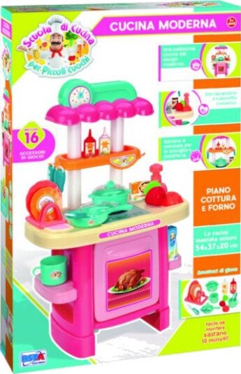 Ronchi Supertoys Scuola Di Cucina Moderne Lekekjøkken 16 Tilbehør 56x38x11 cm Passer For Barn 3-9 År