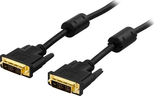 Deltaco DVI-DVI 2m monitorkabel, Hankjønn til Hankjønn, DVI-D Single Link