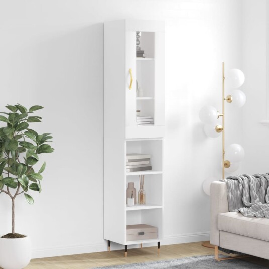 vidaXL Highboard hvit 34,5x34x180 cm konstruert tre 8720845487676