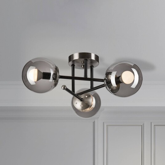 Taklampe Malena Lamkur dimbar Aluminium / grå / sink Stue / spisestue Glass