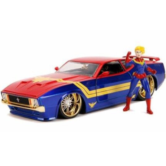 Marvel Avengers 1:24 Captain Marvel & 1973 Ford Mustang Mach 1 med figur
