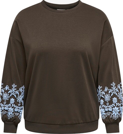 Only Carmakoma Collegegenser Carbrooke L/S O Neck Print Swt Jrs Brun