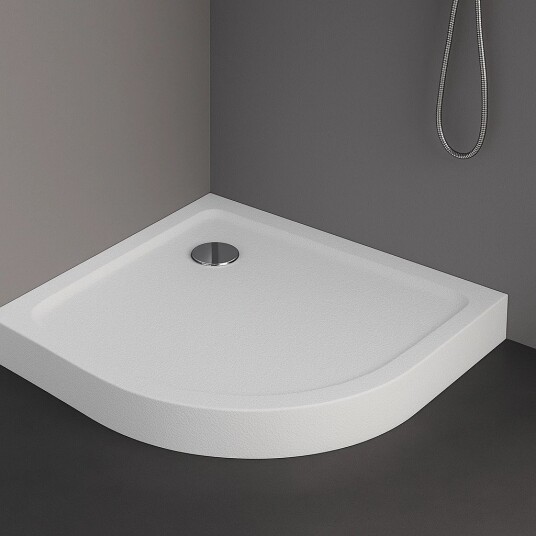 MILD STONE™ Dusjkar | Klassisk Buet | Høy Utgave | Hvit | Skifereffekt - 80x80x11,5