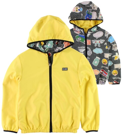 Fendi Kids Jakke Vendbar Gul/Svart m. Trykk Fendi 10 år (140) Overgangsjakke Fendi Kids Jakke Vendbar Gul/Svart m. Trykk Fendi 10 år (140) Overgangsjakke