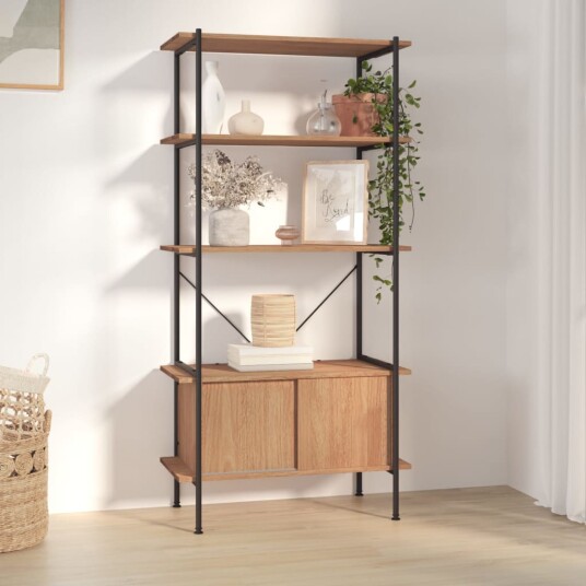 vidaXL Hylle med skap 5 lag 80x40x163 cm st?l og konstruert tre vidaXL Hylle med skap 5 lag 80x40x163 cm st?l og konstruert tre