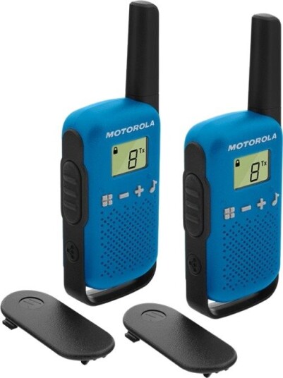 Motorola Talkabout T42 Walkie-Talkie Pmr 446 Mhz 16 Kanaler, Svart/Blå 2-Pk