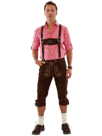Joker Autentisk Brun Lederhosen i 100% Kvalitetskinn Strl M