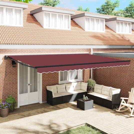 Markiseramme Burgunder 500 × 300 cm Polyester med PU belegg