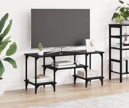 TV skap Svart Eik 102 x 35 x 45,5 cm Ingeniørtre og jern TV skap Svart Eik 102 x 35 x 45,5 cm Ingeniørtre og jern