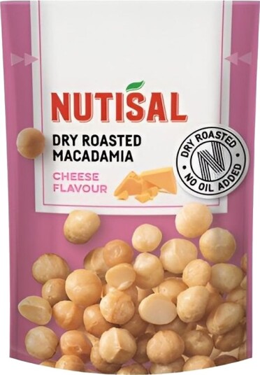 Nutisal Dry Roasted Macadamia Cheese Flavour   Ristede Makadamianøtter 80g