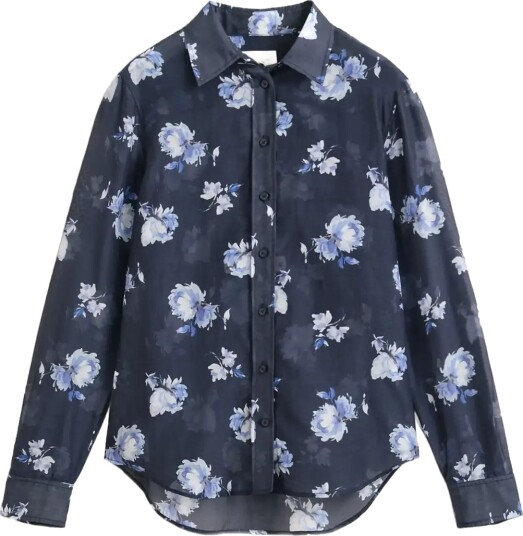 Gant Reg Floral Print Ctn Silk Ls Shirt Navy 36