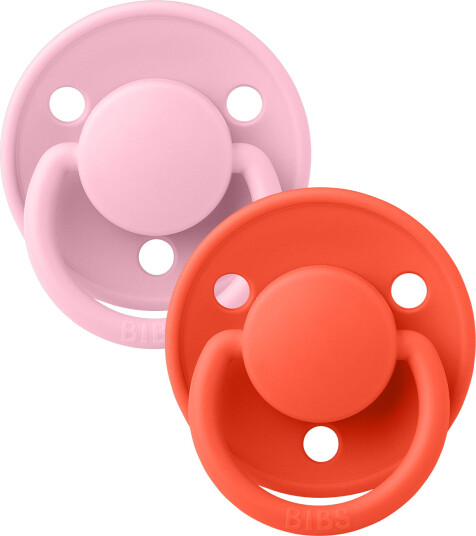 BIBS Pacifier De Lux 2 PACK Silicone Baby Pink/Tango Onesize