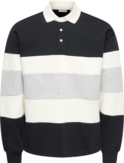 ONLY & SONS Onsbenedict Ls Rubgy Rlx Sweat Polo Black M