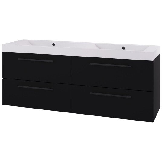 Linn Bad Ingrid D45cm Servantskap Svart Matt / 160cm Dobbel 4 Skuffer