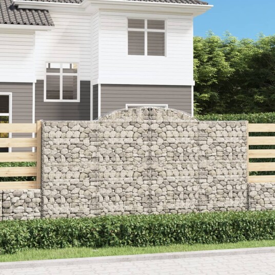 Gabionkurver buede 15 stk 300x50x160/180 cm galvanisert jern Gabionkurver buede 15 stk 300x50x160/180 cm galvanisert jern