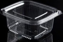 Plastbæger Catersource 375 Ml 85X97x53 Mm Firkantet Hængslet Låg Rpet Klar,10 Ps X 100 Stk/Krt