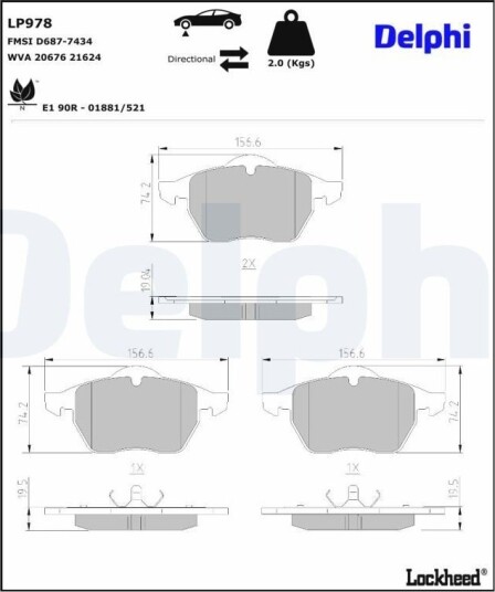 DELPHI LP978 Bremseklosser