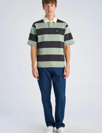 Lindbergh Rugby Polo Sweat S/S Green XXL