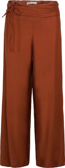 Mango Straight Trousers With Tie Details Orange S
