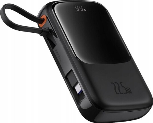 Baseus Qpow Pro+ 10000Mah 22,5W Power Bank Med Innebygd Usb-C-Kabel Og Skjerm - Svart