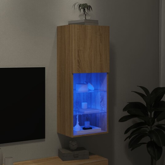 vidaXL TV-benk med LED-lys sonoma eik 40,5x30x102 cm 8721012256439 vidaXL TV-benk med LED-lys sonoma eik 40,5x30x102 cm 8721012256439