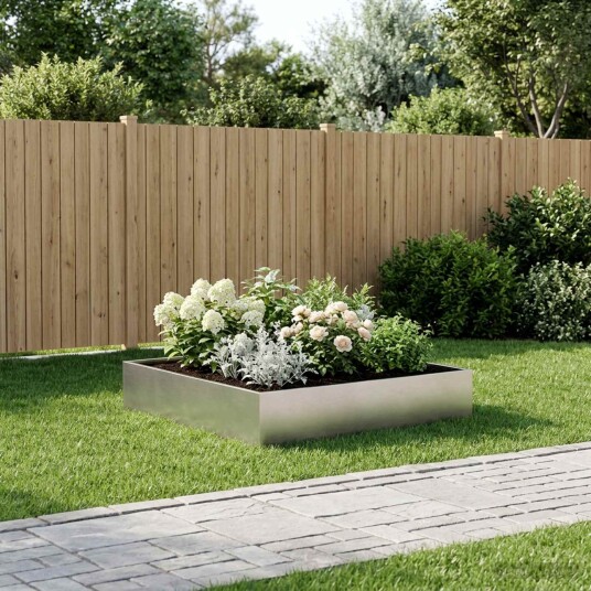 vidaXL Hageblomsterpotte Sølv 100 x 100 x 20 cm Rustfritt stål