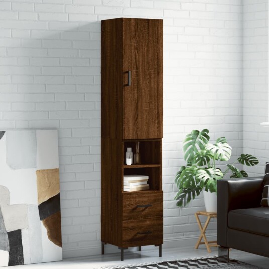 vidaXL Highboard brun eik 34,5x34x180 cm konstruert tre 8720845483425