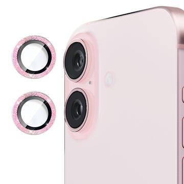 iPhone 16/16 Plus Hat Prince Glitter Kamera Linse Beskyttelse Rosa