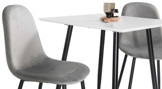 Venture Design Polar & Polar spisegruppe Hvit/grå 2 st stoler & bord 75 x 75 cm