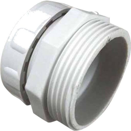 Megatherm 1 1/2" Avløpsadapter med Gjenger i Hvit PP-plast