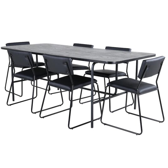 Venture Home Spisegruppe Venture Home Chicago Spisebord og Kungshamn Spisestol Sort GR22410 Sky