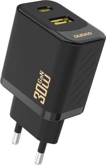 Dudao PD 30W GaN vegglader med USB-A og USB-C, Svart