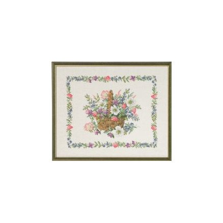 Permin broderisett blomsterkurv 49x40 cm