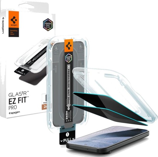 Spigen Glas.tR EZ Fit Pro Privacy 2-pak Skjermbeskytter for Google Pixel 9/10/11 Pro XL