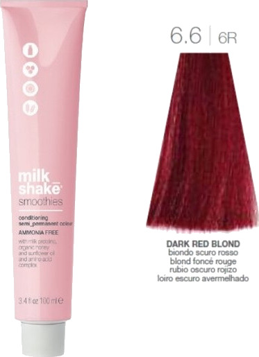 Milk Shake Milk Shake Smoothies Ammonia-Free Semi-Permanent Hair Dye 6.66R Dark Blonde Red 100 Ml For Women