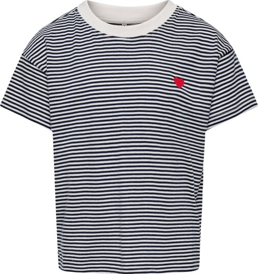 kids ONLY Cloud Dancer Sky Captain Y/D Stripes/ Red Heart Kogpisa Maiken Life Crop Ss Onl Jrs Noos 110-116