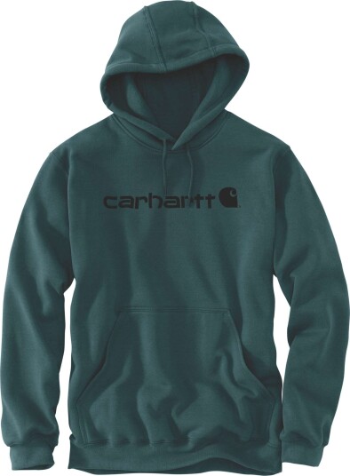 Carhartt Men's Signature Logo Hooded Sweatshirt Greenstone L