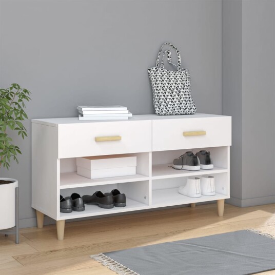 vidaXL Skoskap hvit 102x35x55 cm konstruert tre vidaXL Skoskap hvit 102x35x55 cm konstruert tre